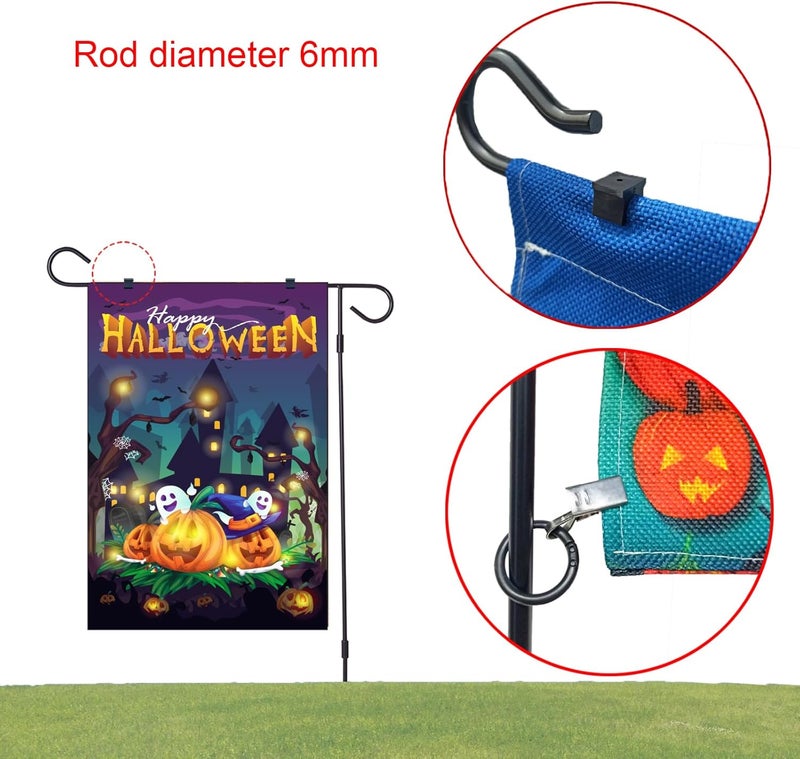 Luckupper Garden Flag Clips and Stoppers,Tiger Clip with Ring and U Clamp(for 6mm Rod),Anti Wind Accessories for Garden Flag Holder - Image 2